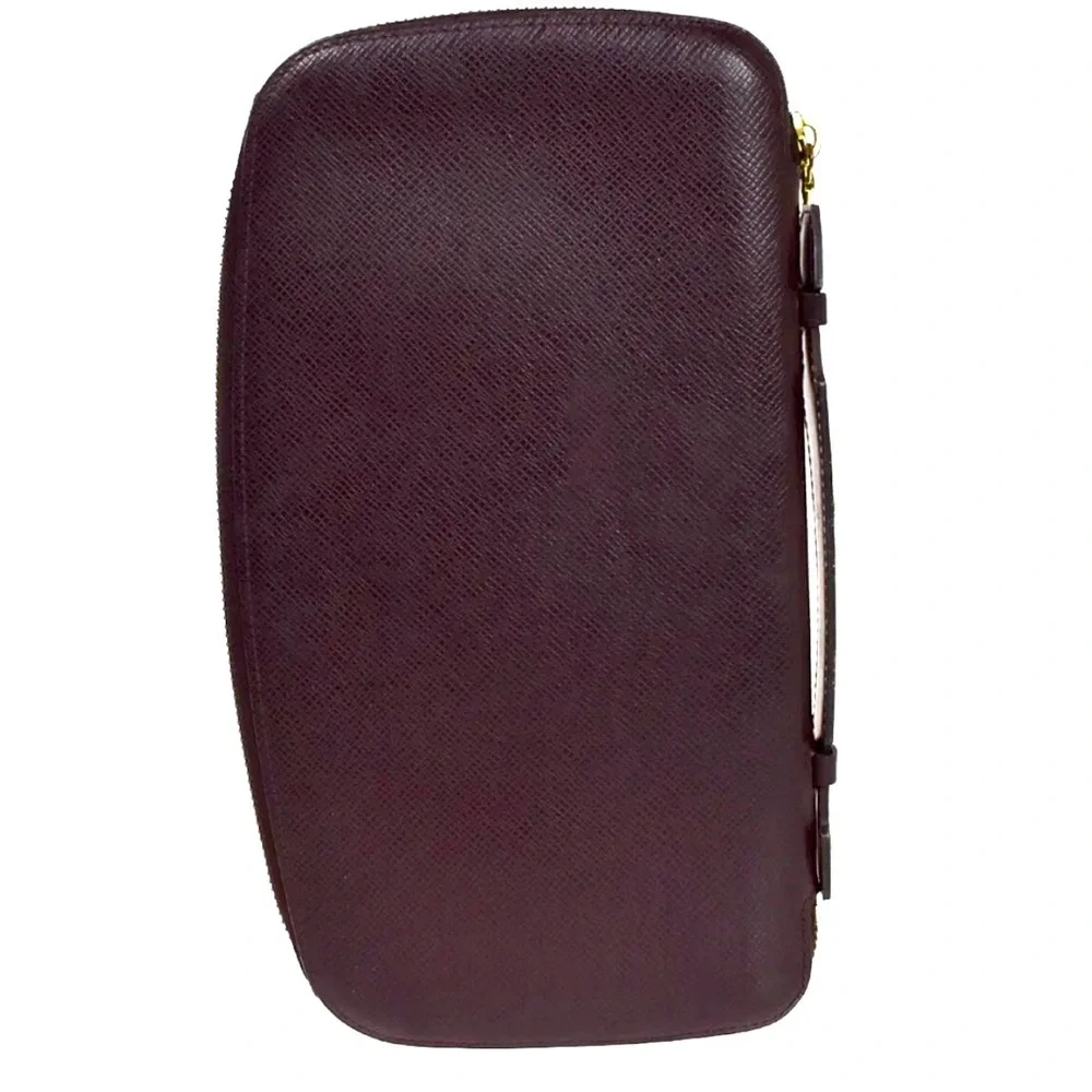 Louis Vuitton Atoll Taiga Large Travel Case Organizer Wallet Burgundy Gold LV